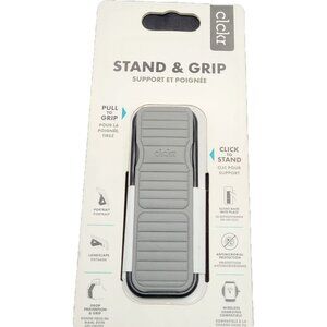 Clckr Grey Cell Phone Stand & Grip With Portrait & Landscape Viewing Universal